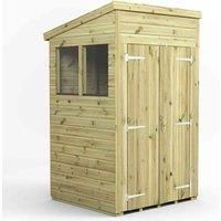 4x4 Power Premium Pent Double Door Garden Shed