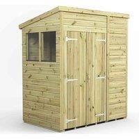 6x4 Power Premium Pent Double Door Garden Shed