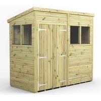 8x4 Power Premium Pent Double Door Garden Shed