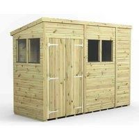 10x4 Power Premium Pent Double Door Garden Shed
