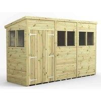 12x4 Power Premium Pent Double Door Garden Shed