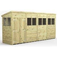 16x4 Power Premium Pent Double Door Garden Shed