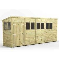 18x4 Power Premium Pent Double Door Garden Shed