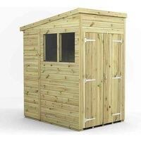 4x6 Power Premium Pent Double Door Garden Shed
