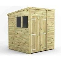 6x6 Power Premium Pent Double Door Garden Shed