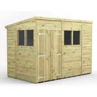 10x6 Power Premium Pent Double Door Garden Shed