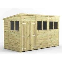 12x6 Power Premium Pent Double Door Garden Shed