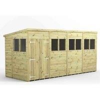 Power 16x6 Premium Pent Double Door Garden Shed