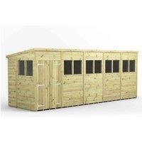 20x6 Power Premium Pent Double Door Garden Shed