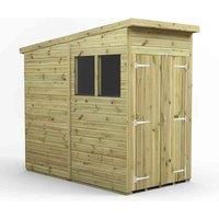 4x8 Power Premium Pent Double Door Garden Shed