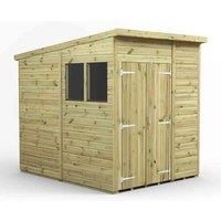 6x8 Power Premium Pent Double Door Garden Shed