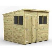 8x8 Power Premium Pent Double Door Garden Shed