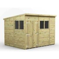 10x8 Power Premium Pent Double Door Garden Shed