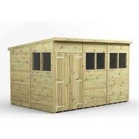12x8 Power Premium Pent Double Door Garden Shed
