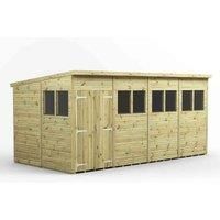 Power 16x8 Premium Pent Double Door Garden Shed