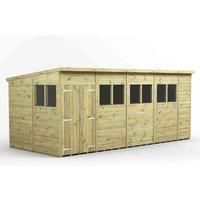 18x8 Power Premium Pent Double Door Garden Shed