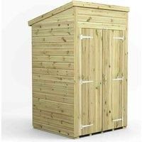 4x4 Power Premium Pent Windowless Double Door Garden Shed