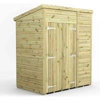 6x4 Power Premium Pent Windowless Double Door Garden Shed