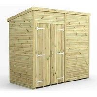 8x4 Power Premium Pent Windowless Double Door Garden Shed