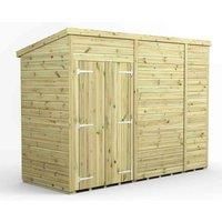 10x4 Power Premium Pent Windowless Double Door Garden Shed