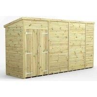 14x4 Power Premium Pent Windowless Double Door Garden Shed
