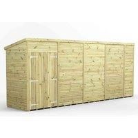 18x4 Power Premium Pent Windowless Double Door Garden Shed