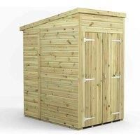 4x6 Power Premium Pent Windowless Double Door Garden Shed