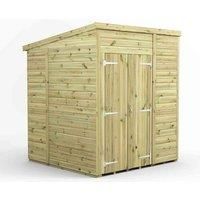 6x6 Power Premium Pent Windowless Double Door Garden Shed