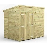 8x6 Power Premium Pent Windowless Double Door Garden Shed
