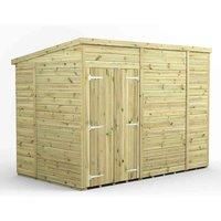 10x6 Power Premium Pent Windowless Double Door Garden Shed