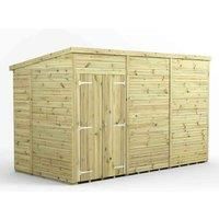 12x6 Power Premium Pent Windowless Double Door Garden Shed