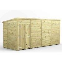 16x6 Power Premium Pent Windowless Double Door Garden Shed