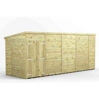 18x6 Power Premium Pent Windowless Double Door Garden Shed