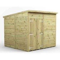 8x8 Power Premium Pent Windowless Double Door Garden Shed
