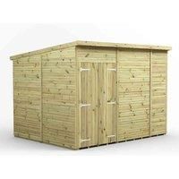 10x8 Power Premium Pent Windowless Double Door Garden Shed