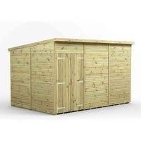 12x8 Power Premium Pent Windowless Double Door Garden Shed