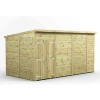 14x8 Power Premium Pent Windowless Double Door Garden Shed