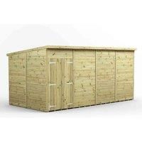 16x8 Power Premium Pent Windowless Double Door Garden Shed