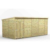 18x8 Power Premium Pent Windowless Double Door Garden Shed