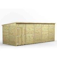 20x8 Power Premium Pent Windowless Double Door Garden Shed