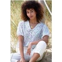 Crendell Organic Cotton Dolly Collar Muslin Blouse Bloom