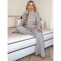 In The Style Ribbed Longline Jumper - Grey
