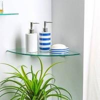 Harbour Housewares Floating Glass Wall Corner Shelves - 30cm - Pack of 3 - Shelving Storage Vanity Display Shelf Unit with Silver Brackets for Bathroom, Shower, Kitchen, Living Room