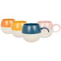 Nicola Spring Stoneware Mugs - 340ml - 4-Colours - Pack of 4 - Sphere Glazed Ceramic Coloured Mugs Kitchen Stoneware Tea Cups Latte Colourful Coffee Mugs for Tea, Hot Chocolate, Coffee