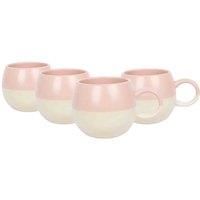 Nicola Spring Stoneware Mugs - 340ml - Dusty Pink - Pack of 4 - Sphere Glazed Ceramic Coloured Mugs Kitchen Stoneware Tea Cups Latte Colourful Coffee Mugs for Tea, Hot Chocolate, Coffee