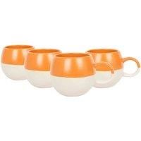 Nicola Spring 4x Burnt Orange 340ml Dipped Stoneware Sphere Mugs - Coloured Glaze Ceramic Pottery Kitchen Coffee Tea Hot Chocolate Cups Set