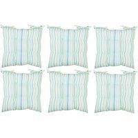 Dibor Set of 6 Blue Striped Cotton Garden Cushion Furniture Dining Chair Seat Pads L40cm x W40cm | Size: 40 cm x 40 cm