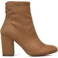 'Evia' Zip-Up Mid Block Heel Sock Ankle Boots