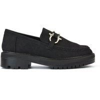 'Riley' Chunky Block Heel Loafers With Silver Buckle