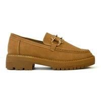 'Riley' Chunky Block Heel Loafers With Silver Buckle